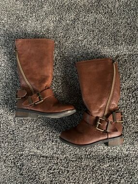 Sarah Jayne Brown Mid-Calf Buckle Kids' Boots